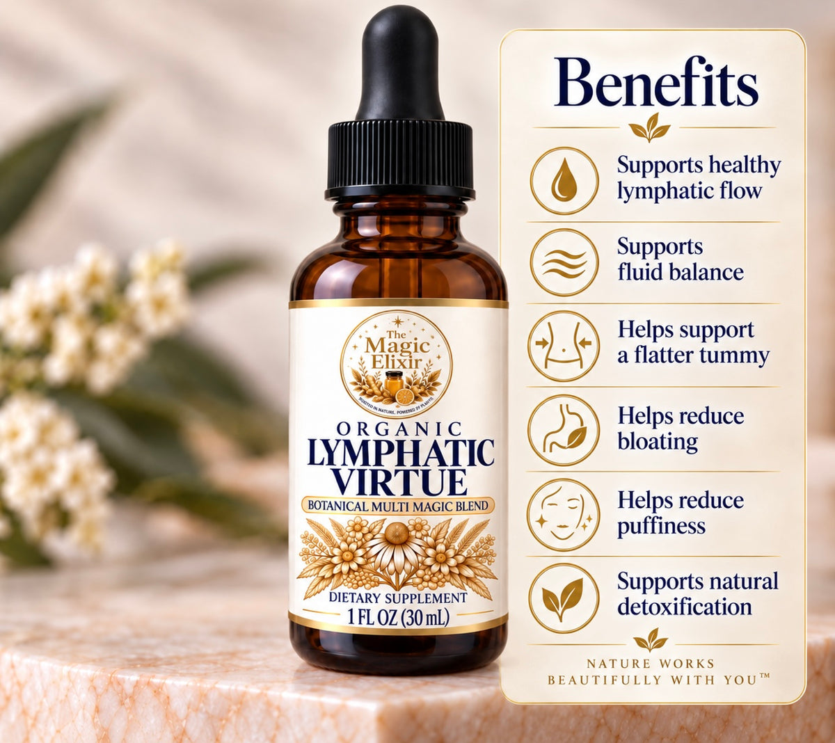 Organic Lymphatic Virtue Liquid Extract | Lymphatic + Fluid Balance Support