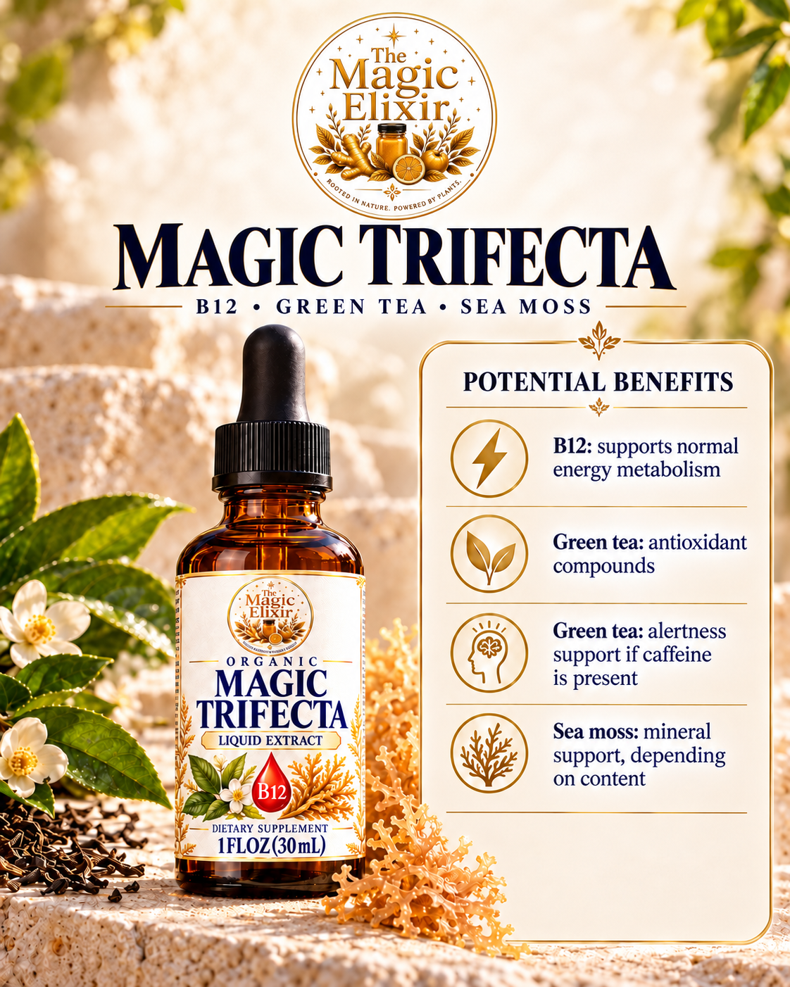 Organic Magic Trifecta Liquid Extract | Energy, Focus + Daily Wellness Support