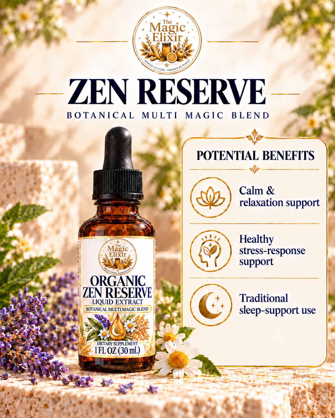 Organic Zen Reserve Liquid Extract | Calm, Relaxation + Sleep Support