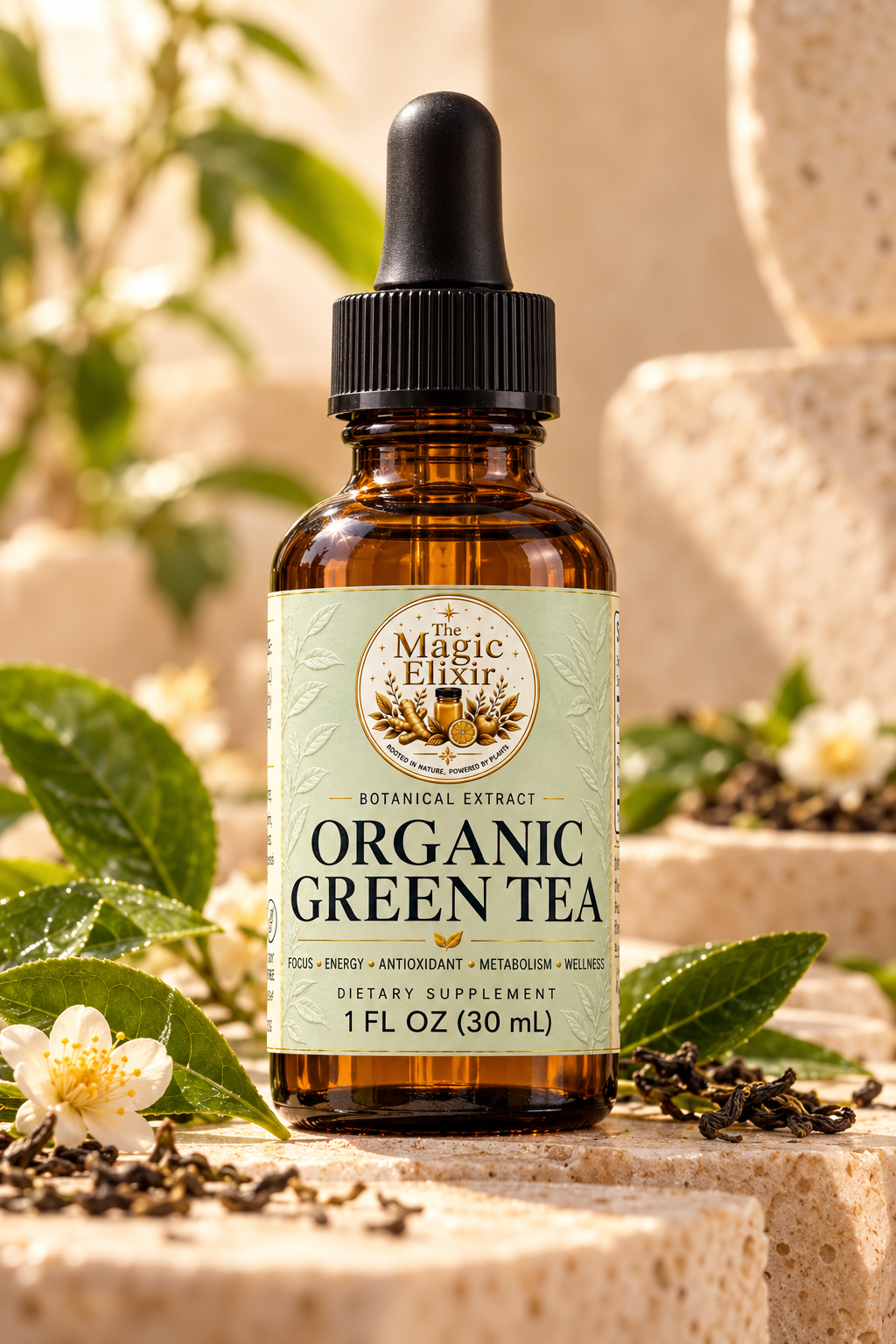 Organic Green Tea Liquid Extract | Energy, Metabolism + Antioxidant Support