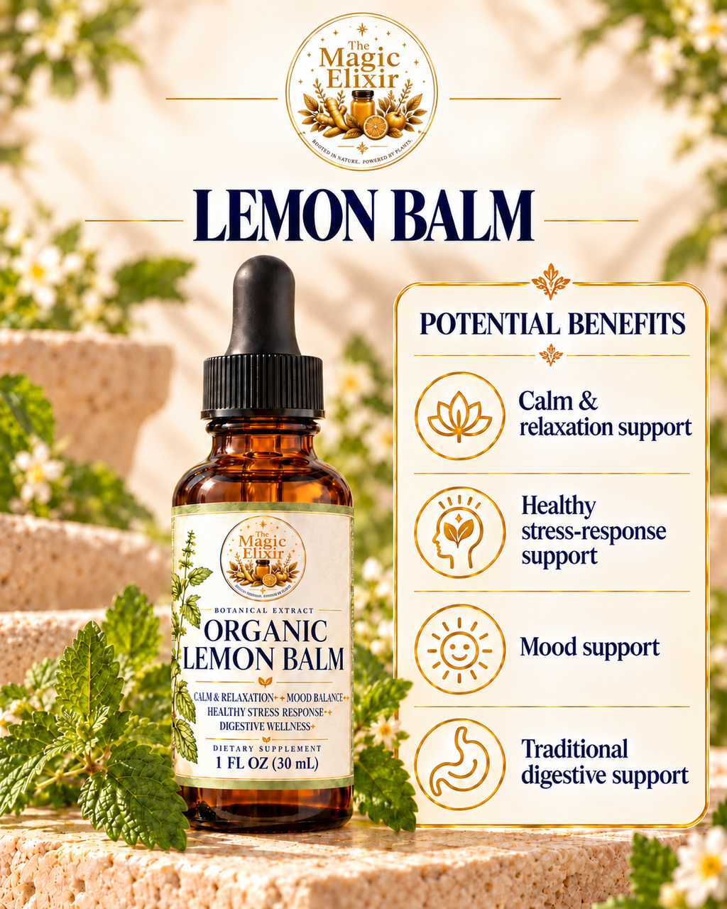 Organic Lemon Balm Liquid Extract | Calm, Relaxation + Digestive Support